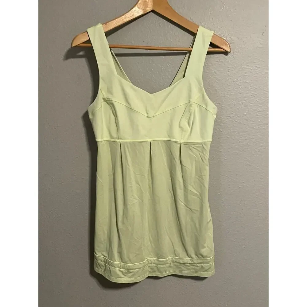 Lululemon Womens Run Tame Me Tank Top Size 8 Neon Yellow Drawstring Cinched READ - Picture 1 of 8